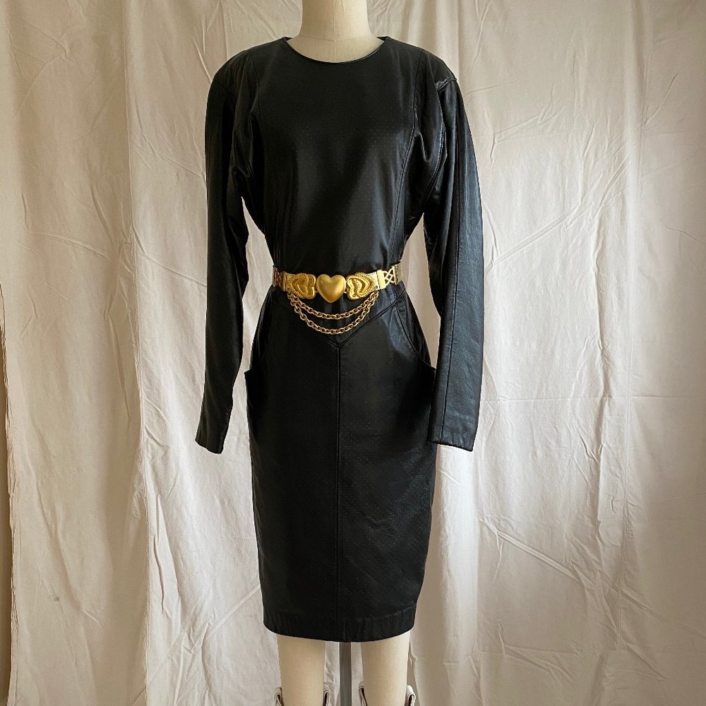 Black leather dress